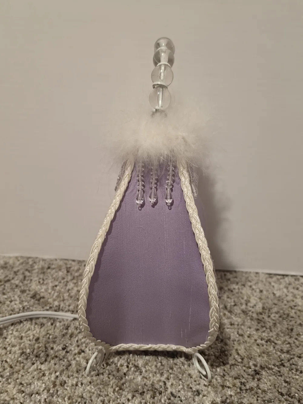 Whimsical Decorative Light Purple beaded handle decorative Purse table lamp
